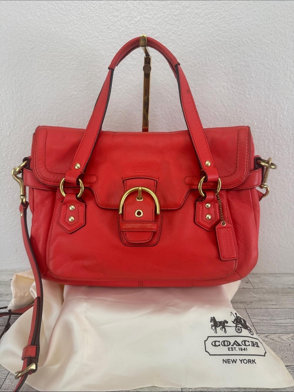 Coach Legacy Leather Buckle Coral Satchel F27331